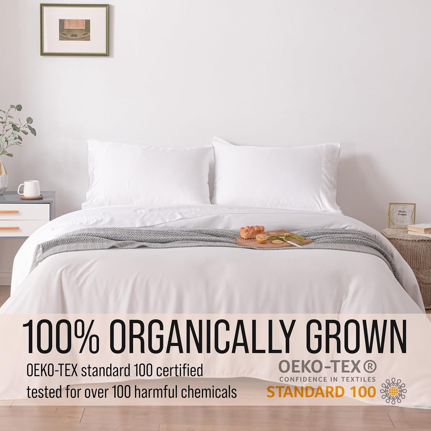 Bella Coterie Luxury Bamboo Viscose Queen Size Sheet Set | 100% Organically Grown | Ultra Soft | Cooling for Hot Sleepers | 18" Deep Pocket [White]