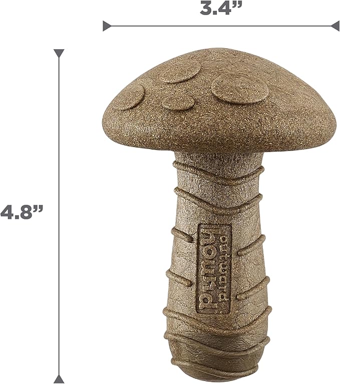 Outward Hound Dogwood Mushroom Durable Dog Chew Toy, Peanut Butter Scent, Medium