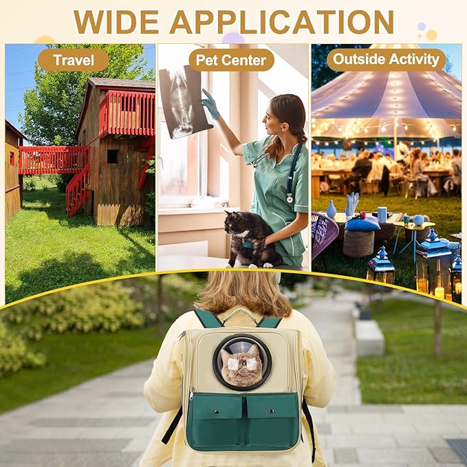 Pet Backpack Carrier, Portable and Ventilated, Oxford Cloth, Dogs Cats and Small Animals Travel Bag 12.99", (Yellow, 1 Pcs), Intended for Hiking/Camping/Traveling