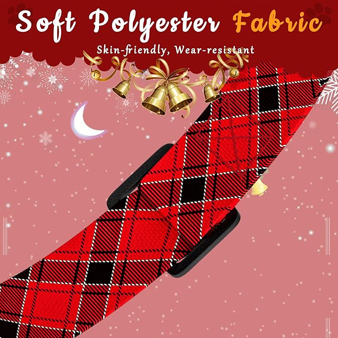Christmas Plaid Dog Collar, Classical Boys Girls Puppy Collar for Small Medium Large Dogs, Adjustable Soft Pet Collar with Safety Buckle for Male Females(Red Plaid, S)
