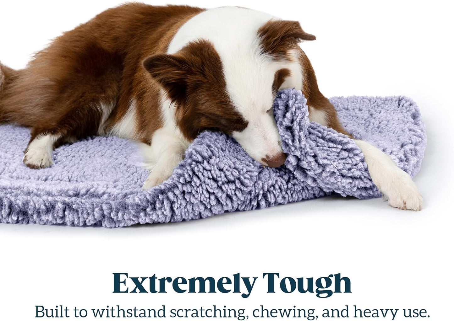 Stoutwool Indestructible Dog Bed - Fluffy Chew Proof Dog Crate Pad - Tough Kennel Pad for Aggressive Chewers - Washable, Ideal for Toy Breeds & Fits 18-Inch Crate - 17"x11", Jacaranda