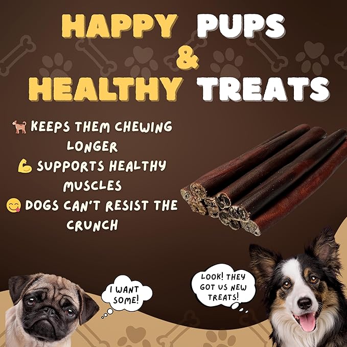 Woofley's 6 Inch Collagen Sticks for Dogs - (100 Count) Bully Stick Rawhide Alternative Dog Chews No Hide Bones for Medium & Large Dogs