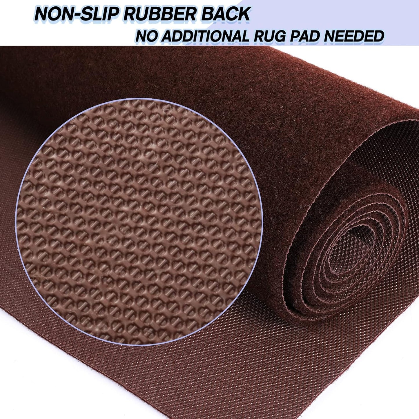Custom Size Backed Non-Slip Area Rugs Runner, Easy Clean, Waterproof Runner Rugs for Hallway Entryway, Kitchen, Laundry, 3FT x 67FT, Brown