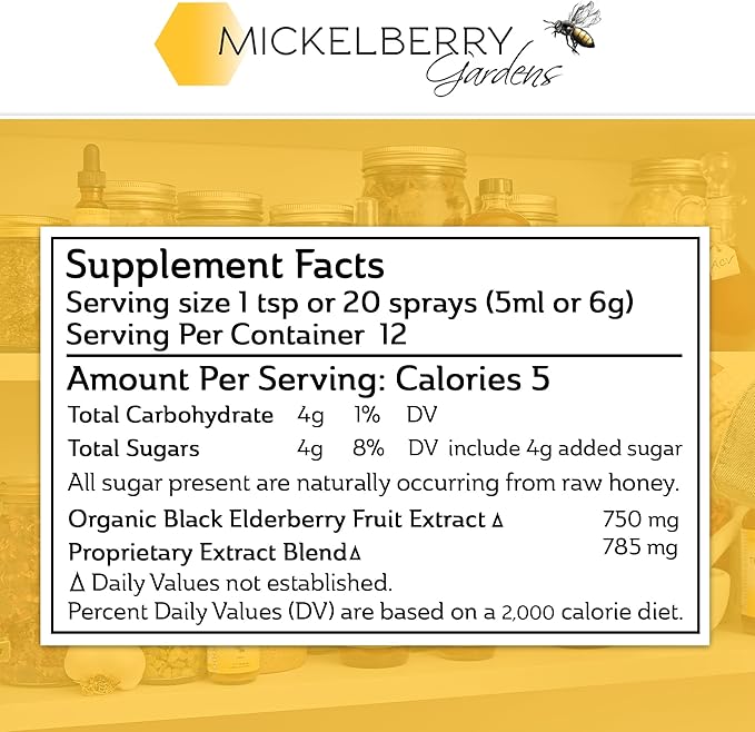 Mickelberry Gardens Elderberry Honey Propolis Throat Spray - Natural Immune Support and Throat Coat for Kids and Adults (2 Ounces)
