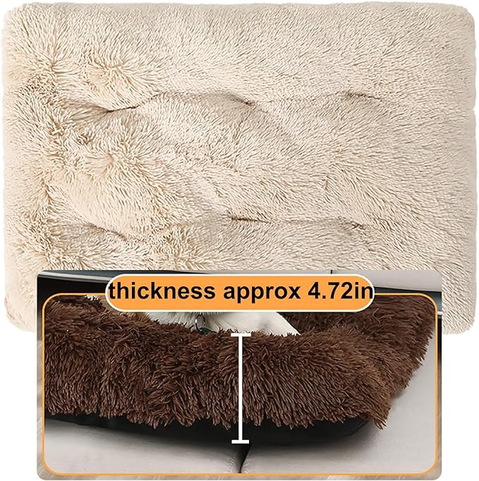 Dog Crate Mat, Dog Bed for Large Dogs, Comfy Fluffy Kennel Pad Anti-Slip for Dog beds & Furniture, Quilted Dog Bed for Pets for Medium/Small Dogs Cats (Color : Brown 2, Size : 48x33)