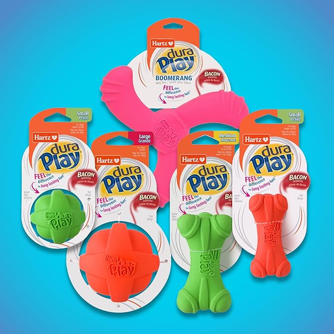 Hartz DuraPlay Ball Squeaky Latex Dog Toy, Neon Green, Neon Pink & Neon Orange, Large 3 Count Pack