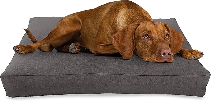 Medium - 36 x 24 x 5 - Shadow Gray Premium Org Hemp Dog Bed - Organic Latex Fill - Removeable Cover