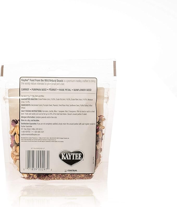 Kaytee Food from The Wild Natural Snack for Pet Hamsters, Gerbils, Rats and Mice, 2 Ounces