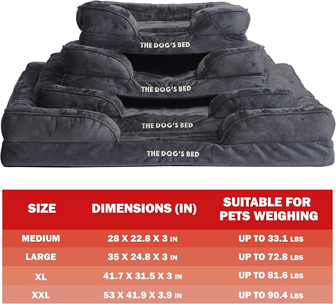 The Dog’s Bed Replacement Outer Cover & Bolster for Standard Foam Beds, Flannel Fabric, Grey, Large