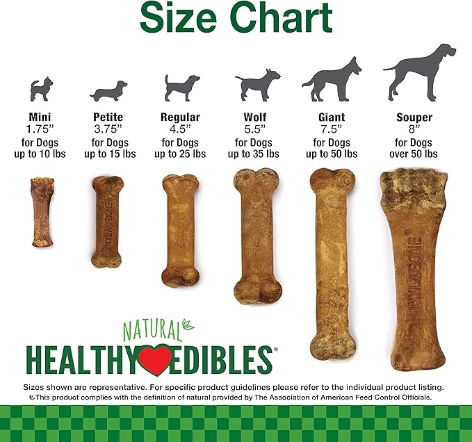 Nylabone Healthy Edibles Natural Dog Chews, Long Lasting Bones for Dogs, Roast Beef Flavor Dog Treats, Small (3 Count)