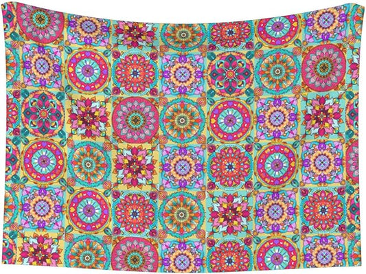 Boho Throw Blanket - Colorful Bohemian Floral Blanket for Dog Cat Pet Blankets 23x16 for Couch Sofa Bed