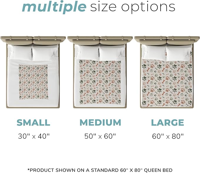 Cream Paw Print Fleece Pet Lightweight Blanket - 30" x 40" - Cute for Dogs - Gifts and Puppy Essentials - Printed in America