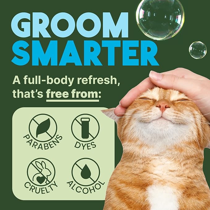TropiClean No Rinse Waterless Cat Shampoo | Dandruff Treatment | Moisturizing Dry Shampoo for Dry Skin | USA Made | Aqua de Coco Scent | 7.4oz.