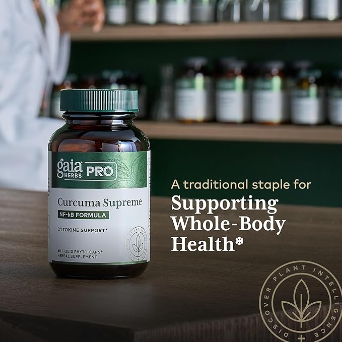 Gaia Herbs Pro Curcuma Supreme - Immune Health Support Supplement - Curcuma Supplement with Black Pepper Fruit Extract & Turmeric Root Extract - 60 Liquid Phyto-Caps (60 Servings)