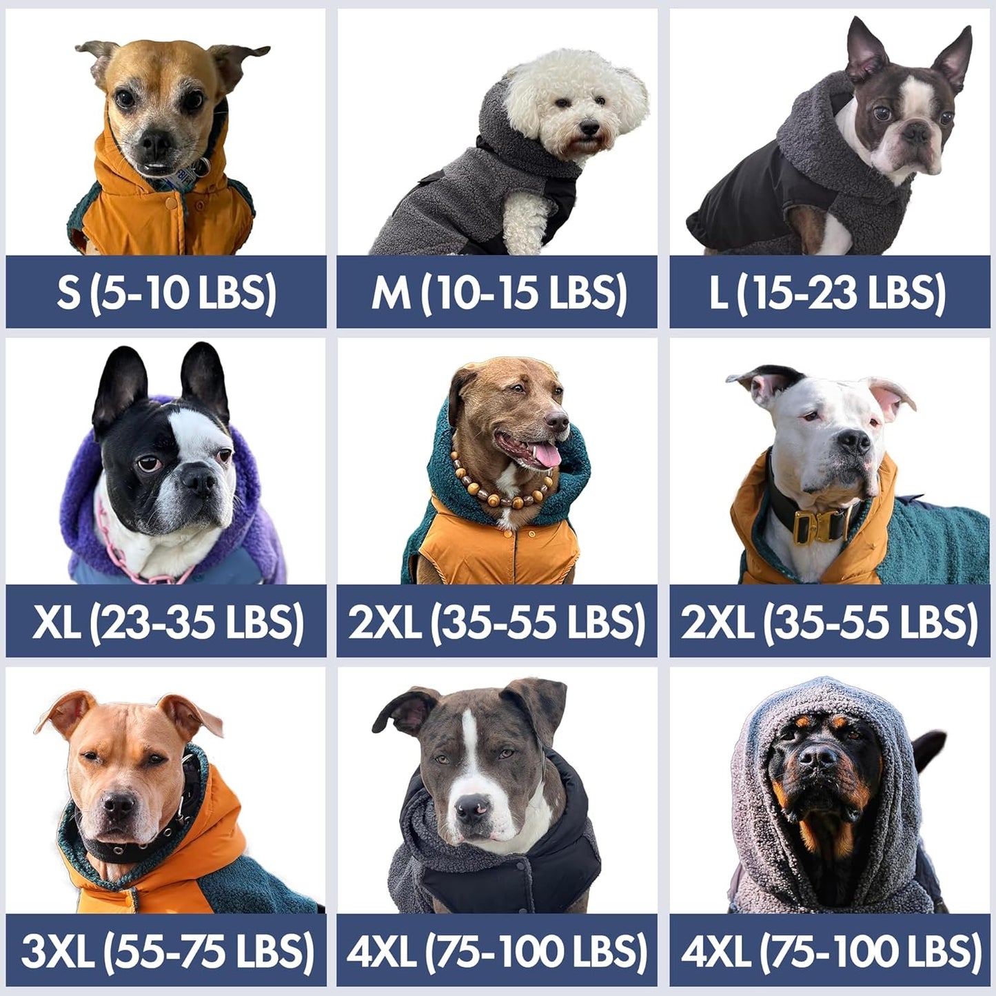 Spark Paws Reversible Dog Sweater, Sherpa Jacket Vest with Warm Fleece Lining, Warm Coat for Winter, Suitable for Small Medium, Large, XL XXL Dogs - Purple and Navy Blue - 2XL