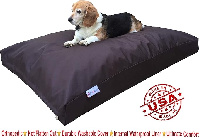 Dogbed4less Large Memory Foam Dog Bed Pillow with Orthopedic Comfort, Waterproof Liner and Heavy Duty 1680 Nylon Cover 41X27 Inches, Seal Brown