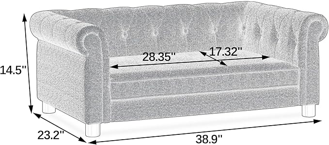 Dog Couch for Large Dogs, Elevated Durable Pet Sofa Bed, 24" W Comfortable Modern and Stylish Dog Sofa Couch with Dry Cleanable Fabric, Furniture for Medium & Large Breed (Light Grey)