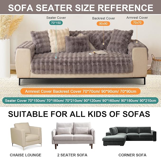 Couch Covers For Dogs,Funny Fuzzy Pet Couch Cover,Plush Solid Colour Non-Slip Couch Cover,Big Dog Bed Blanket, Washable Soft Plush Throw Protector For Bed Couch Car Sofa (17.71x17.71in, Dark Grey)