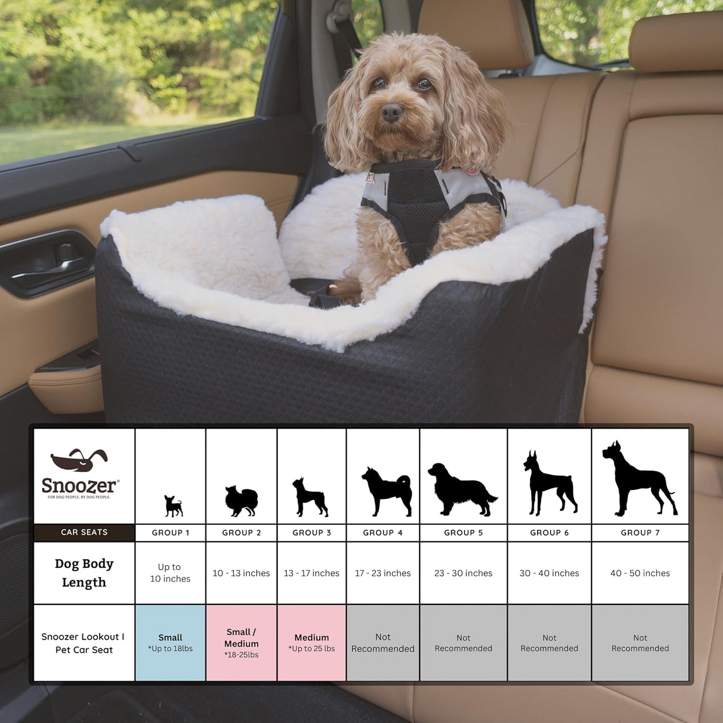 Snoozer Dog Car Seat: Lookout I Dog Booster Car Seat for Dogs Small 5-15 lbs, Size: Small, Fabric: Sapphire, Pet Car Seat to Alleviate Car Sickness for Dogs, Removable Machine Washable Cover