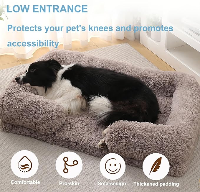 Dog Beds Large Sized dog Orthopedic, Sofa Dog Bed with Waterproof Lining and Nonskid Bottom, Rectangle Washable Dog Bed for Medium Small Dogs and Cats Comfortable ( Color : Brown2 , Size : 17 x 15" )