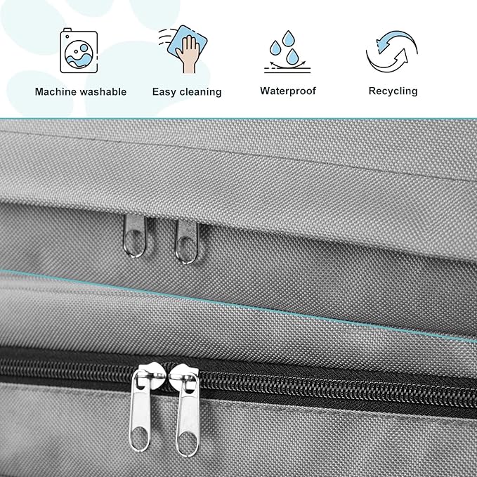 Explore Land Waterproof Dog Bed Cover Canvas Washable Dog Crate Pad Replacement Cover for 48 Inch Crate, 46Lx29Wx4H inch, Gray