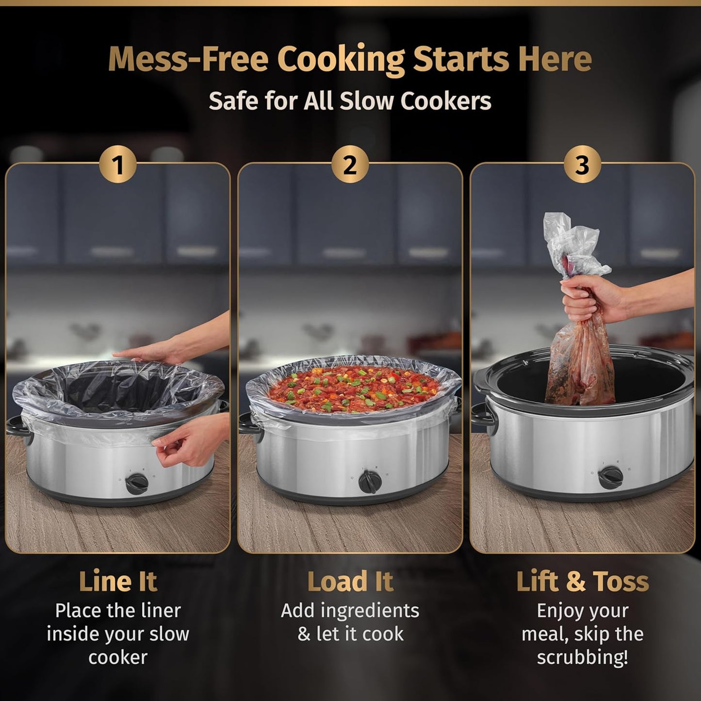 Matiks Slow Cooker Liners 3-8 Quart – Cooking Liner – Large Size 13" × 21" – Fit 3QT to 8.5QT Slow Cookers – Works for Oval & Round Pots – 30 Bags & Recipes Added – Compatible with Crock Pot