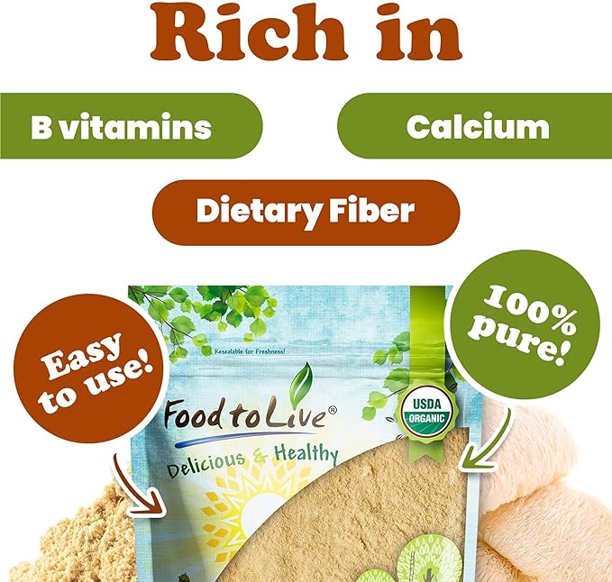 Food to Live - Organic Lion's Mane Mushroom Powder, 1 Pound - Elevate Your Brain Wellness with Premium, Non-GMO, Natural, and Vegan Superfood to Better Focus
