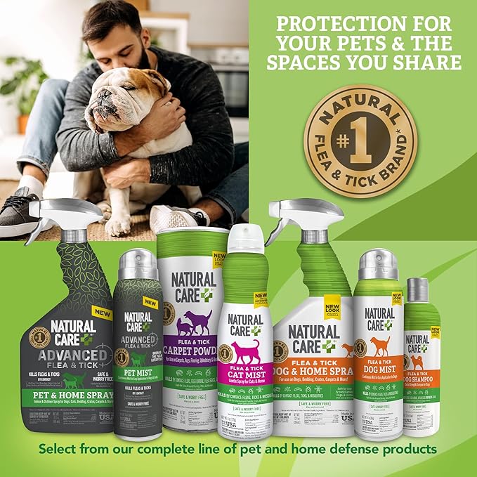 Natural Care Flea and Tick Spray for Dogs - Flea & Tick Treatment for Dogs - Flea & Tick Killer with Certified Natural Oils - 14 Ounces