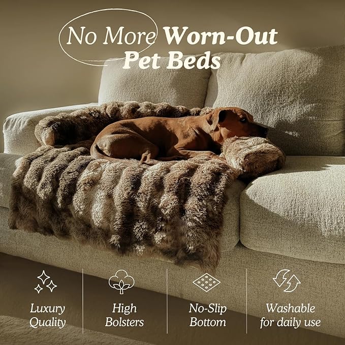 Cloud Pet Sofa Bed, Ultimate Comfort Warm Couch Cover with Fluffy Plush, Anti-Slip Machine Washable Pet Bed Easy to Maintain for Furniture Protector (Beige(29.5 * 29.5in))