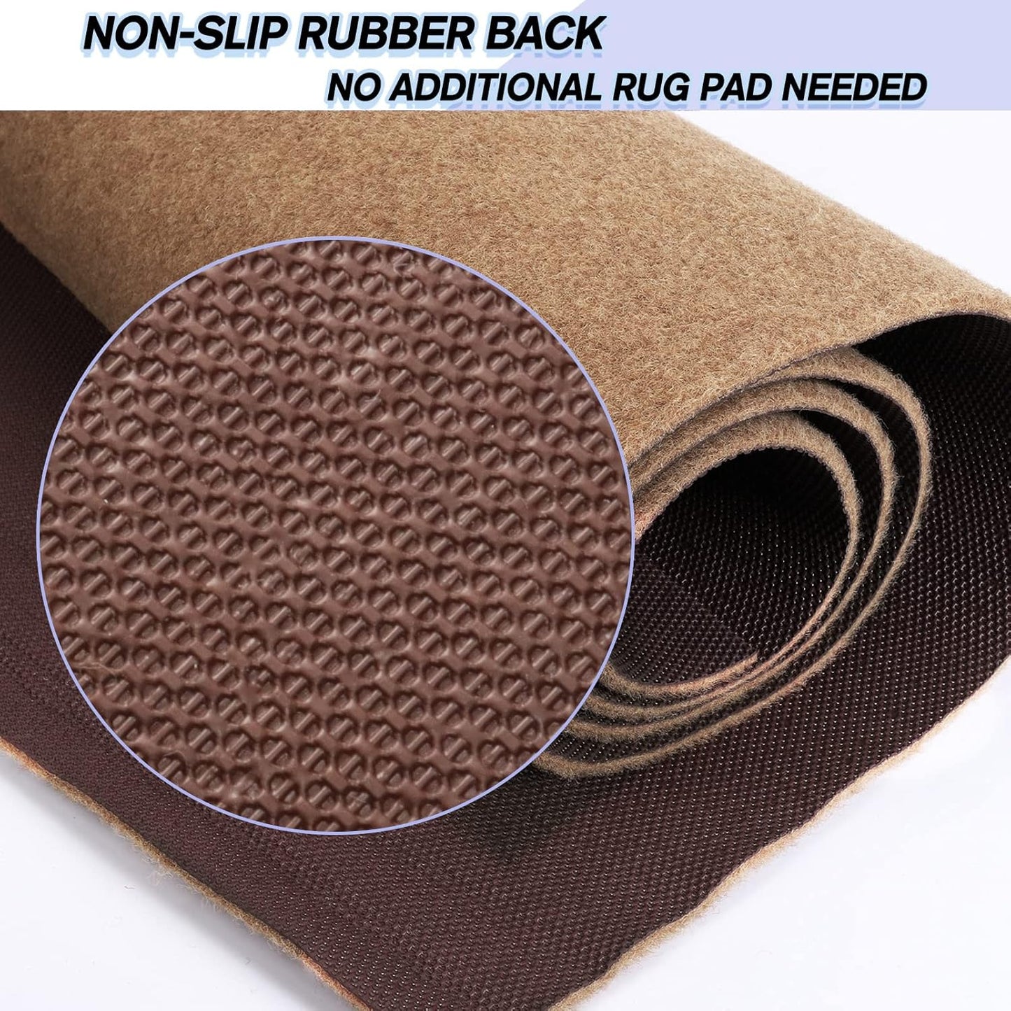 Custom Size Backed Non-Slip Area Rugs Runner, Easy Clean, Waterproof Runner Rugs for Hallway Entryway, Kitchen, Laundry, 4FT x 37FT, Beige