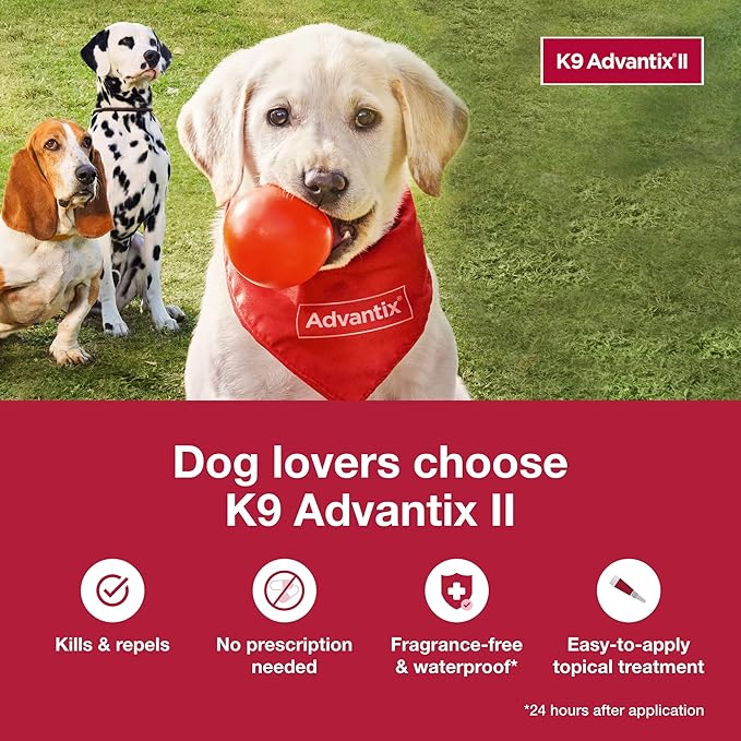 K9 Advantix II XL Dog Vet-Recommended Flea, Tick & Mosquito Treatment & Prevention | Dogs Over 55 lbs. | 4-Mo Supply (Pack of 2)