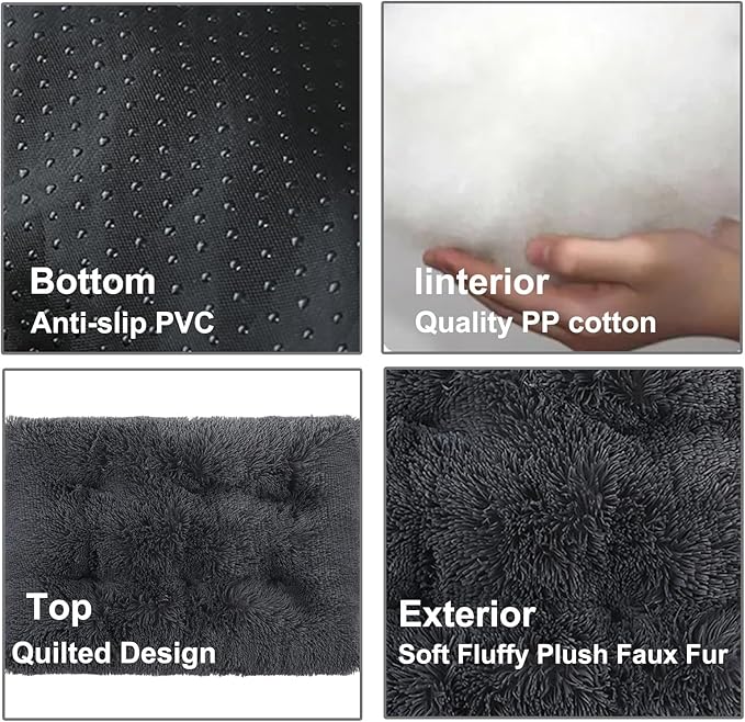 Dog Crate Mat, Dog Bed for Large Dogs, Comfy Fluffy Kennel Pad Anti-Slip for Dog beds & Furniture, Quilted Dog Bed for Pets for Medium/Small Dogs Cats (Color : Gray 1, Size : 25x18)