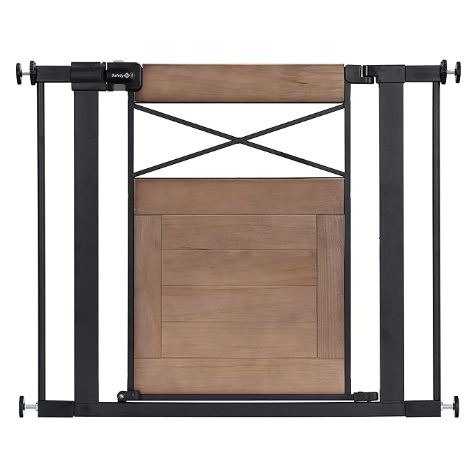 Safety 1st Adjustable Baby Gate for Doorways, Modern Farmhouse Style Gates for Pets, Toddlers, Babies, Children, Wood