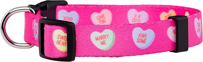 Native Pup Valentine’s Dog Collar- Valentines Day Pet Collars- Valentine Girly Hearts- Pink Red Heart- Cute Boy Girl Puppy Gift- Adjustable for Small, Medium, Large Breeds (Candy Hearts, Large)