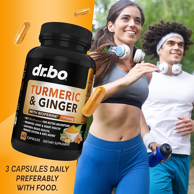 Turmeric Curcumin with BioPerine Supplement Capsules - Support Supplements with 1950mg Curcuma Longa Pure Organic Tumeric and Curcumin BioPerine Black Pepper - 60 Turmeric Pills