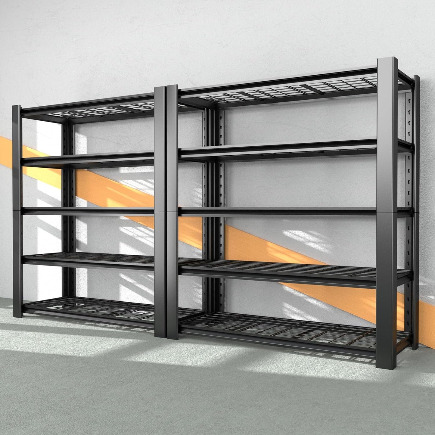 5-Tier Heavy Duty Garage Shelving Unit with Wire Shelves,3000 LBS Capacity Metal Storage Rack 76"H x 60"W x 24"D,Adjustable Boltless Steel Shelves for Garage,Basement,Pantry,Warehouse.2 Pack