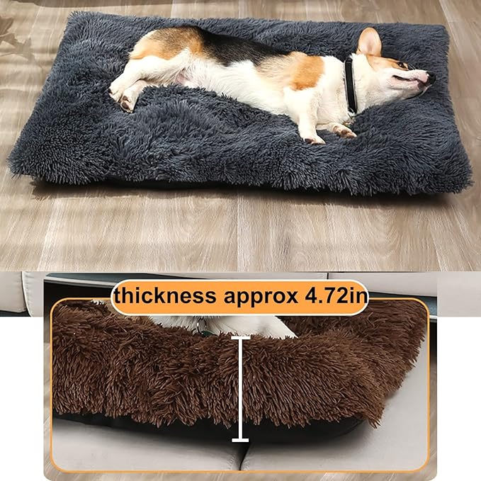 Dog Crate Mat, Dog Bed for Large Dogs, Comfy Fluffy Kennel Pad Anti-Slip for Dog beds & Furniture, Quilted Dog Bed for Pets for Medium/Small Dogs Cats (Color : Gray 1, Size : 36x25)