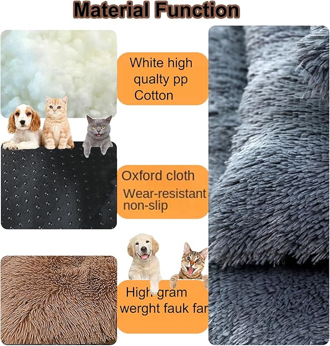 Dog Crate Mat, Dog Bed for Large Dogs, Comfy Fluffy Kennel Pad Anti-Slip for Dog beds & Furniture, Quilted Dog Bed for Pets for Medium/Small Dogs Cats (Color : Coffee, Size : 48x33)