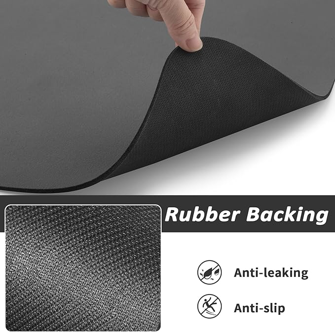 Dog Food Mat - Absorbent Cat Mat for Food and Water, No Stains Pet Feeding Bowl Mat, Easy to Clean Pet Placemats, Quick Dry Dog Water Dispenser Mat for Messy Drinkers | Dark Grey 12"x 19"