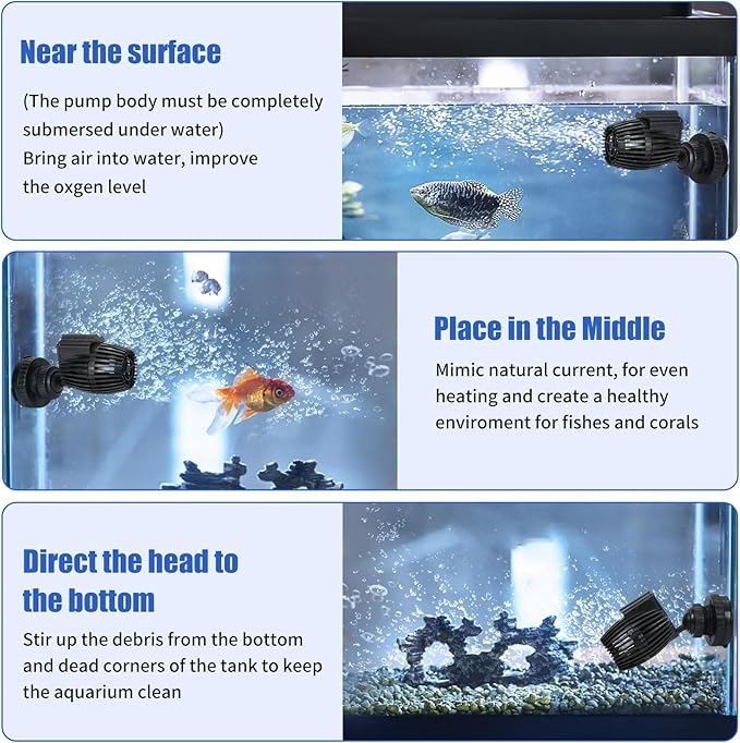 AQUANEAT Aquarium Wavemaker Circulation Pump, 800GPH Fish Tank Powerhead, Submersible Water Pump, Magnetic Base