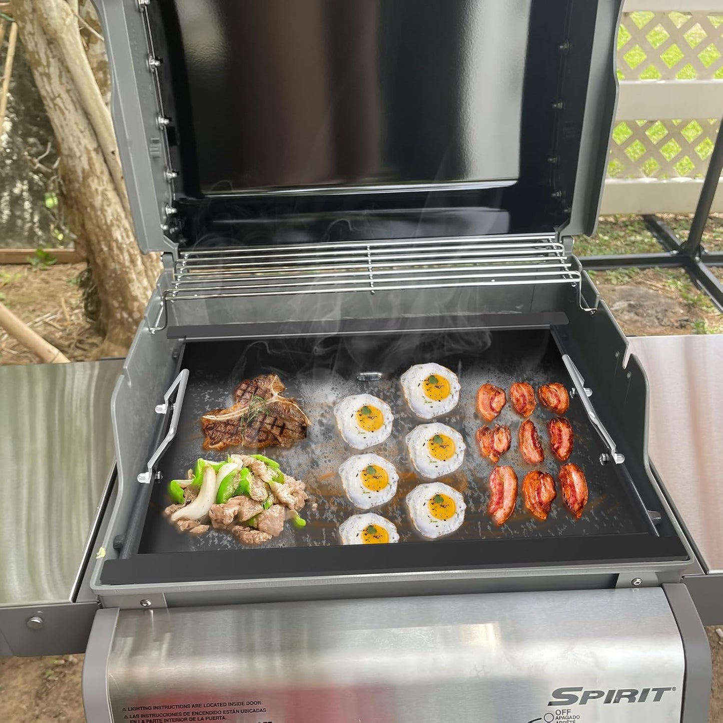 Spirit 200 Full Size Griddle Insert for Weber Spirit 200 Series Gas Grills (2016-2024) E-210 S-210 E-220 S-220 Grill Parts, 7637 Carbon Steel Flat Top Griddle Replacement for Weber Spirit I & II Parts