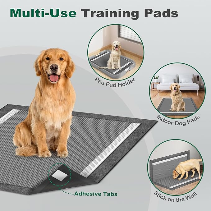 MIZOK Pee Pads for Dogs Charcoal, 28"x30" Large Wee Wee Pads for Dogs, Superior Odor Protection, Super Absorbent & Leak-Proof, Puppy Pads with Adhesive Tabs, Thick & Heavy (50 Counts)