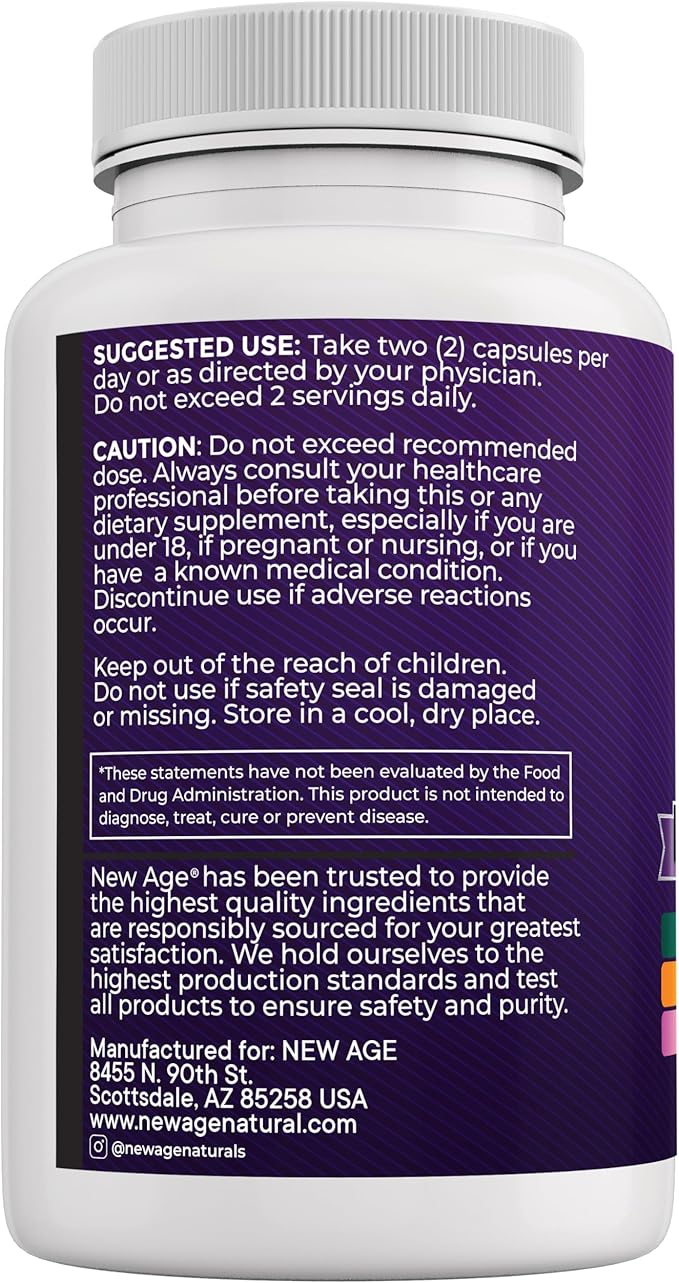 NEW AGE Resveratrol, Berberine, Grape Seed Extract, Quercetin - Polyphenol Supplement for Women and Men with Noni Extract, N-Acetyl Cysteine, Acai Extract - 60 Capsules