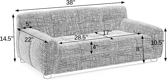 38" Dog Couch Bed for Large with Backrest and Armrest, Modern Pet Bed Comfortable Dog Couch for Medium and Large Dogs, Linen Fabric (Green)
