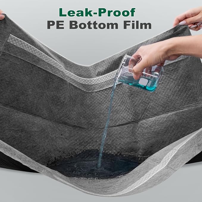 MIZOK Dog Pee Pads Charcoal, 28"x30" Large Wee Wee Pads for Dogs, Superior Odor Protection, Super Absorbent & Leak-Proof, Puppy Pads with Adhesive Tabs, Thick & Heavy (30 Counts)