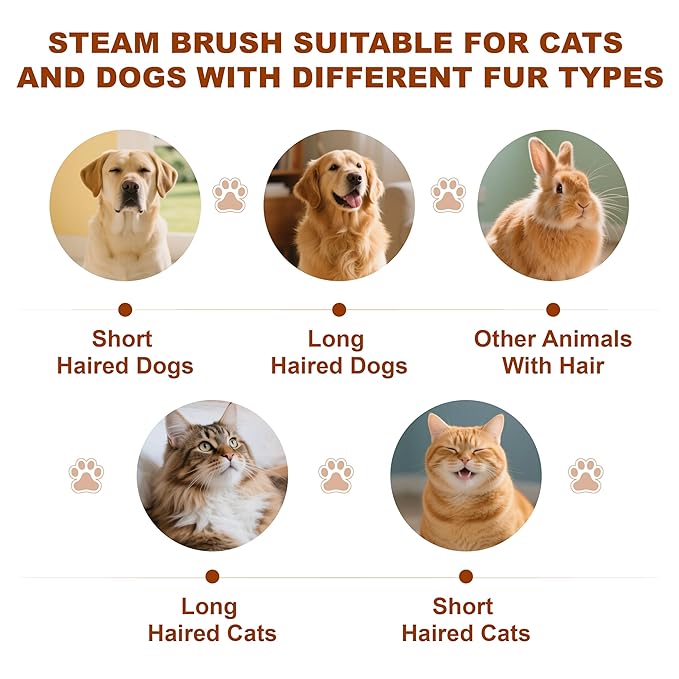 Cat Steam Brush, Dog Brush for Shedding, Pet Spray Hair Removal Comb, Pet Brush for Short & Long Hair, USB Rechargeable Grooming Supplies, Spritz Defur Comb with Finger Wipe for Teeth (White)