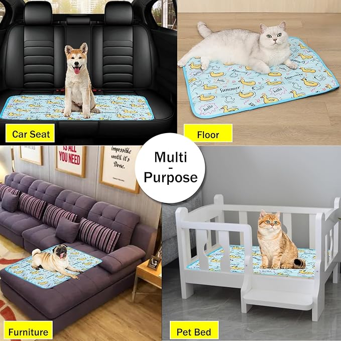 SEIS Dog Ice Pad Ice Silk Cats Kennel Mat Pet Cooling Pad Summer Cool Bamboo Mat Breathable Pad (Duck, M)