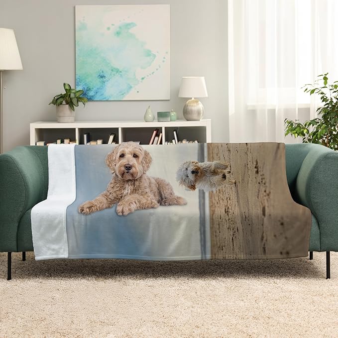 Prints Next Day – Custom 50" x 60" Fleece Pet Lightweight Blanket with Photo Upload - Gift for Dog or Cat Owners - Personalized Couch Throw - Printed in America