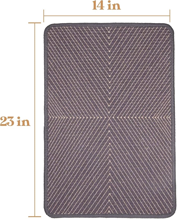 SCRATCHABLE Sisal Cat Scratcher, [+ Catnip Fish Toy] Cat Wall Scratcher, Couch Protector from Cat Scratching, Sisal Cat Scratcher - 24 X 15.8 with 12 Adhesive Velcro Stripes. (Navy Maze)
