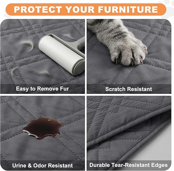 100% Waterproof Dog Couch Protector, Triple-Layer Waterproof Dog Bed Cover Pet Blanket Reversible 2-Tone Sofa Shield, Non-Slip Furniture Guard for Pets(35×71 Inch, Gray+Gray)